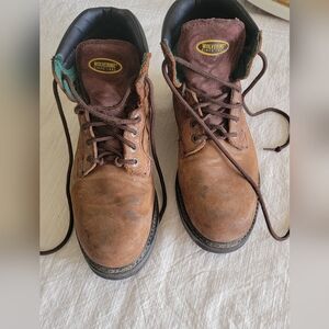 Wolverine  Men Foster Steel Toe Durashocks Brown Leather Work Boots Size 8.5 EE